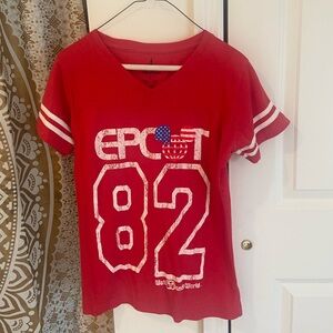 Disney Epcot red and white jersey top size medium